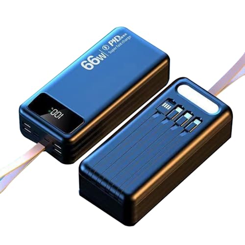 Power Bank Da 120000 MAh Caricabatterie Portatile A Ricarica Rapida, Batteria Esterna Integrata 3 Cavi Di Uscita E 1 Di Ingresso E Torcia Compatibile Con Piccoli Dispositivi(Size:120000mAh,Color:Nero)