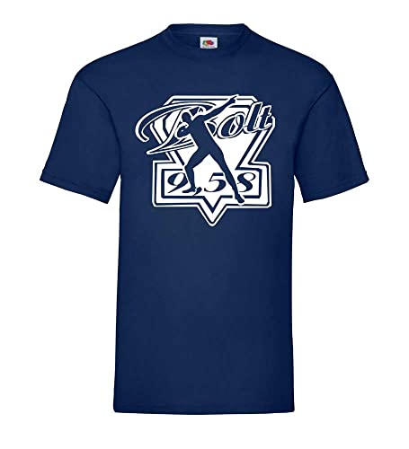 Generisch Usain Bolt Escudo 9,58 Hombre Camiseta - shirt84 - Azul Marino, S