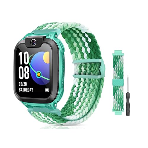 AzureRay Pulsera infantil para smartwatch niña, Bandas de repuesto para smartwatch imoo Z7, Z6, Z1, Correa ajustable de nailon transpirable, suave para la piel (Multiverde)