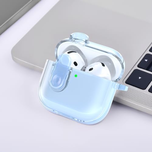 Image of (with Safety Lock) Clear Case Compatible with Cute Apple Airpods 4 Cases 2024 Women, VISOOM Soft TPU Transparency Air pods 4 Gen Case iPods 4 Earbuds Case Girl Bling Keychain for Airpod iPod 4th Gen