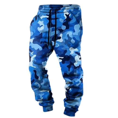 Generisch Pantalones de chándal de algodón para hombre, diseño de camuflaje, estilo militar, corte ajustado, de forro polar, para gimnasio, fitness, correr, estilo vintage, para el tiempo libre, con