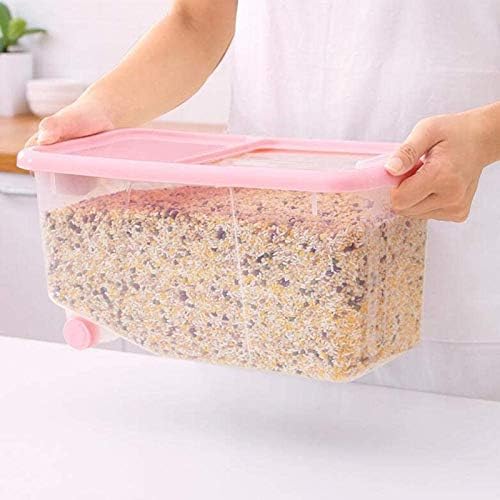 Food Storage Barrel, Dry Container, Grain Dispenser, Rice Box Bottom with Wheels Design