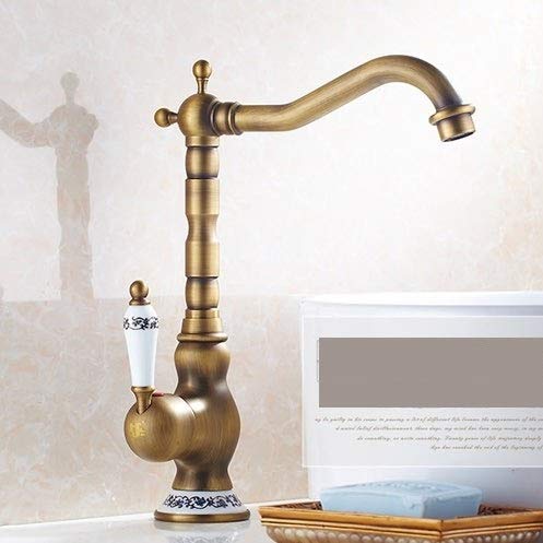Grifo Monomando para Cocina o Baño, Mezcladora Giratorio 360°, Grifo para Lavabo (Cartucho Cerámico, Montaje con un Orificio)