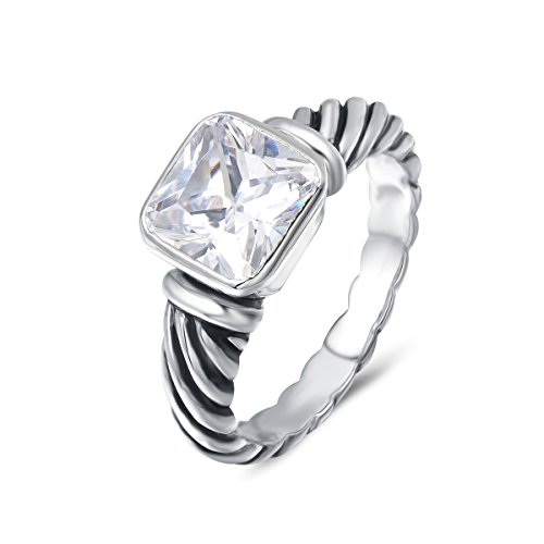 UNY Jewel Twisted Cable Wire Petite CZ Ring Designer Inspired Fashion Brand Christmas Valentine Women Dupes Jewelry Gift (White, 8) by UNY - Used condition - US$16.70