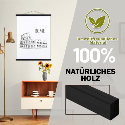 Ywlake Posterleiste Posterschiene Posterleisten, Magnet Magnetische Holz Poster Aufhänger Halter Rahmen Leisten Bild Bilder Bilderrahmen… – Ansicht 3