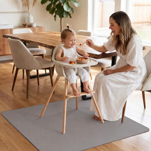 Image of Splat Mat for Under High Chair, Waterproof Washable High Chair Floor Mat | 51 inchx51 inch Reusable Splash Mat and Food Mat for Baby Meals, BLW, Crafts, Play. Non-slip Backing, Wipeable Floor Protector