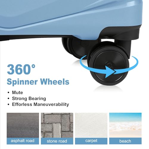 V-Striped 4-Piece Luggage Set with PP Handbag and Trolley Cases - Sky Blue,4 x PP Trolley Cases (14in, 20in, 24in, 28in)4