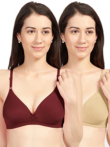 Image of SONARI Omania Womens Non-Padded Cotton Polyester Bras - Solid, Non-Wired, Medium Coverage, Hand Washable (Pack of 2)