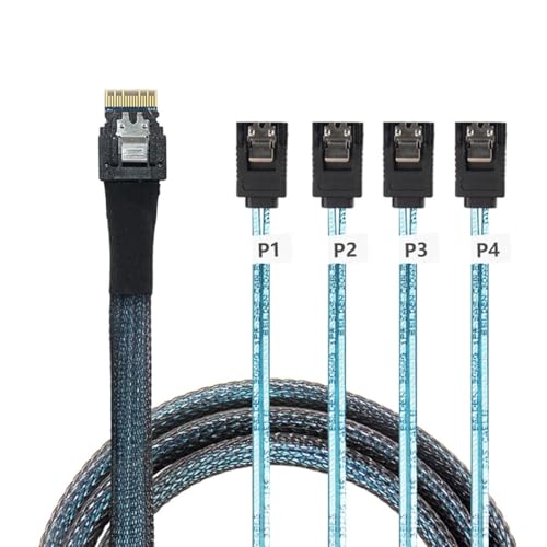 Cable Slimline SAS SFF-8654 a 4X SATA 1.0 m Negro miniatura 5