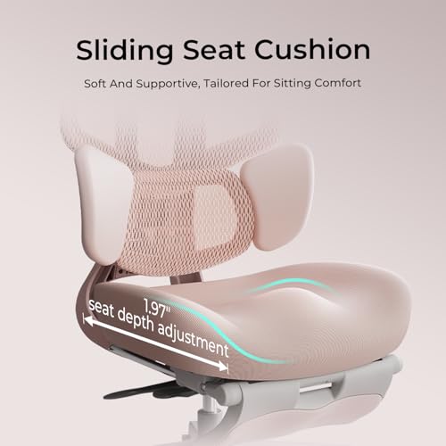 Hbada E3 Air Ergonomic Office Chair, Big and Tall Office Chair - with 3-Zone Dynamic Lumbar Support, 3D Adjustable Headrest, 4D Adjustable Armrests, Swivel, Pink(with Footrest) - Image 7