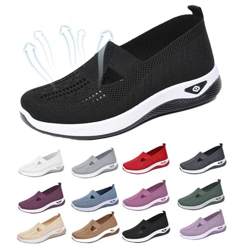 Orthopedic Shoes for Women,Slip-On Sneakers-Wide Width, Breathable, Arch Support & Non-Slip, Ideal Lightweight Walking Shoes for Nurses, Food Service & Daily Use
