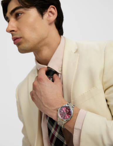 Image of Xylys Analog Burgundy Dial Stainless Steel Strap Watch for Men