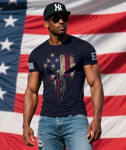 KESIHAN American Flag Skull Punisher Shirt Short Sleeve Men's Patriotic Graphic T-Shirt4