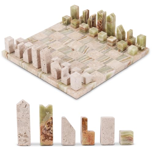 Elysian Marble Modern Chess Set – Handcrafted Borderless Marble Chess