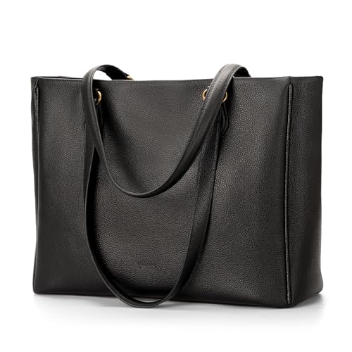 Image of befen Genuine Leather Tote Bag for Women Work, Womens Laptop Purse Bags Shoulder Satchel Handbags with 15.6 inch Compartment