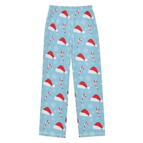 Boys' Pants Christmas Santa Hats Candy Blue Long Bottoms Jogger Pants Elastic Waist Trousers with Pockets S-XL