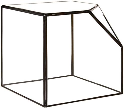 Geometric Glass Terrarium, Heptahedron, Tilted Square, Black12 with WGV Cleaning Cloth