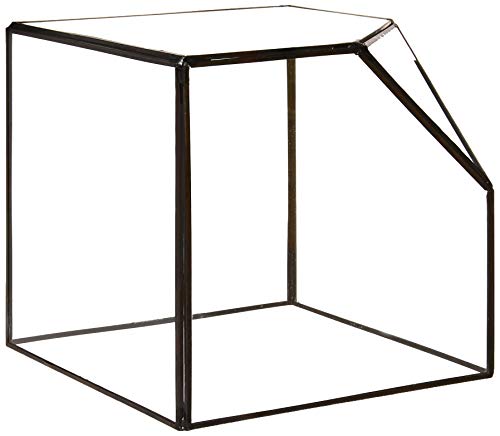 Geometric Glass Terrarium, Heptahedron, Tilted Square, Black12 With Wgv Cleaning Cloth #TOP9