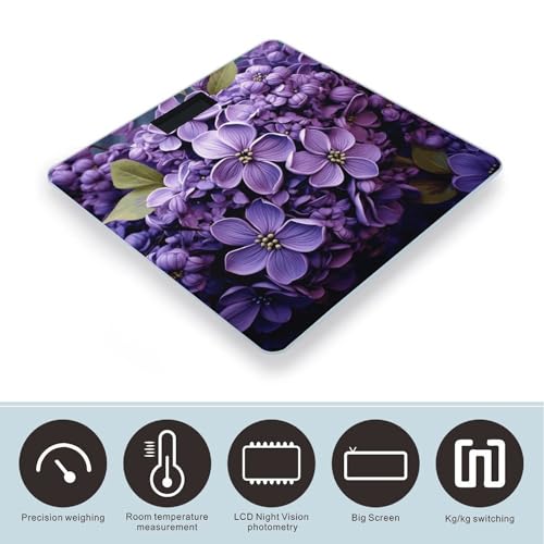 Báscula Digital Floral Morada para Baño 26x26 cm miniatura 3