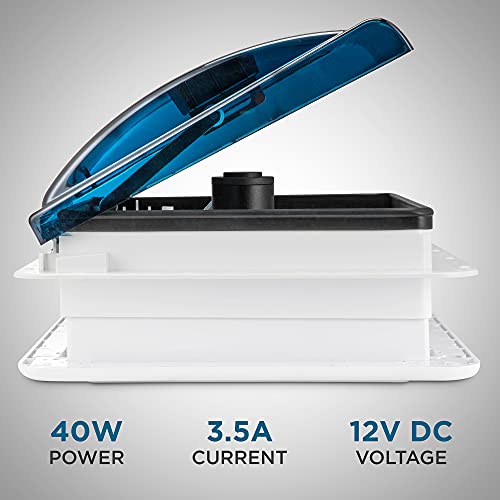 Hike Crew 14” Rv Roof Vent Fan | 12V 6-Speed Intake & Exhaust Camper Fan | Manual Open/Close | Includes Screws & Garnish | Smoked Lid #TOP2