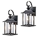 Twin Pack - Designers Impressions 73478 Black Outdoor Patio/Porch Wall Mount Exterior Lighting Lantern Fixtures with Clear Glass