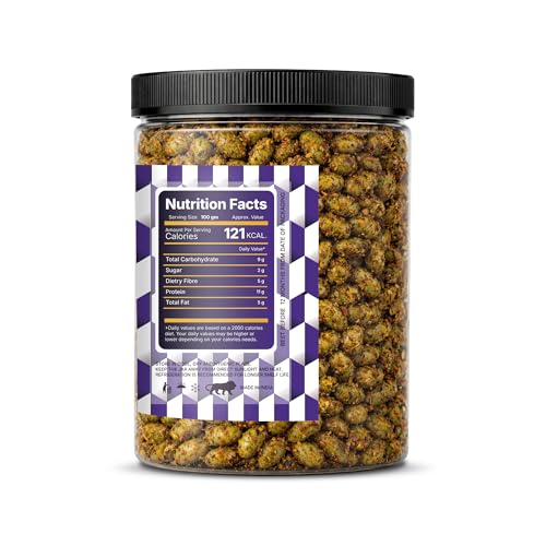 Image of LILA DRY FRUITS Roasted Edamame Magic Masala Flavour 100 gms Flavoured Edma Beans Protein Snack | Crunchy Soya Plant Based Vegan Munching | Edamamme Bean Perfect for Gifting