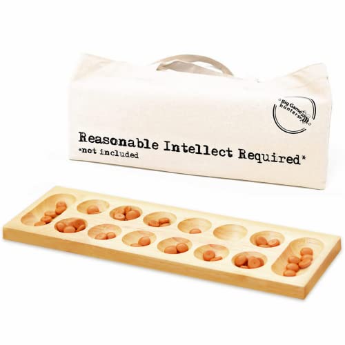 Big Game Hunters Mancala Board Game - Portable Entertainment with Printed Cotton Travel Bag and Ultra Smooth Stones Set - Board Game for Families - Strategic Gaming Fun for Kids and Adults