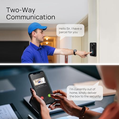 Image of wipro Smart Wi-Fi Video Doorbell Pro | 3 MP 1296p Full HD Camera with Night Vision | Instant Visitor Video Call on Mobile | Intruder Alarm | AI Motion Detection | Indoor Chime with 52 Tunes