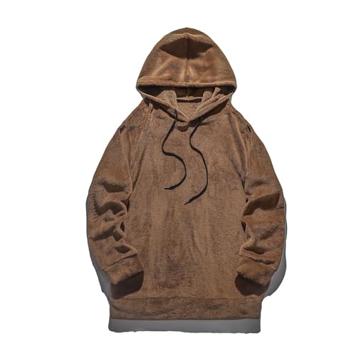 crazynekos Men's Fuzzy Fleece Hoodie Long Sleeve Fashion Pullover Fall Outwear Winter Hooded Sweatshirt with Pocket2