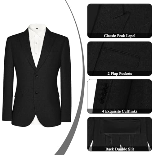 Vintage Tweed Herringbone Suits for Men 2 Button Slim Fit 3 Piece Formal Wool Suit Jacket Vest Pants Men Prom Dress Tuxedo4