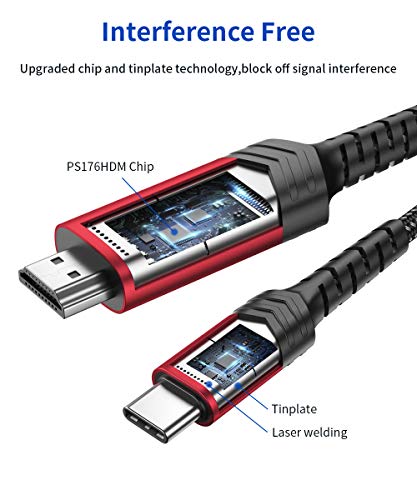 Image of JSAUX USB C to HDMI Cable 6.6ft | 4K@60Hz USB 3.1 Type C to HDMI 2.0 Cord, Compatible with Thunderbolt 3 /4, iPhone 17 /Pro /Pro Max,16 /Pro /Pro Max, MacBook Pro /Air, Galaxy S8 to S24, iPad Pro,iMac-Red