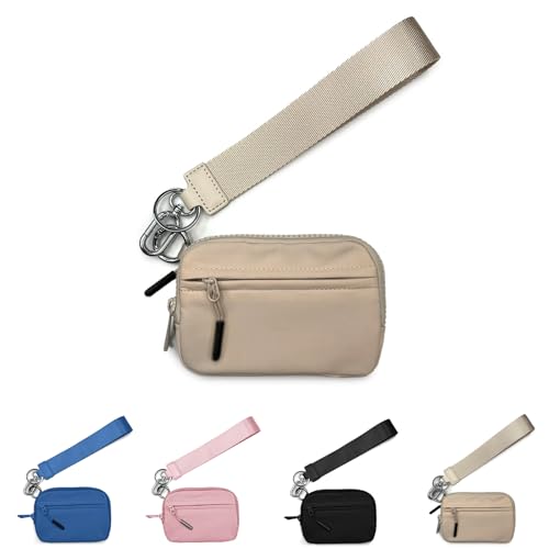 The Iris Wallet, The Wallet 2nd Gen wristlet wallet, Wristlet Wallets for Women, Waterproof Nylon Material Zippered Card Case with ID Window-Khaki