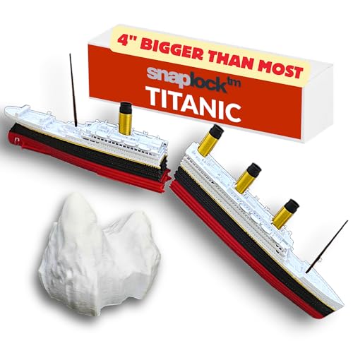 TheRoller3d Split in Half Titanic Floating Action Toy, Break-Apart Design with Snap-Lock System Unlike Other Models, Titanic Toys for Kids, Cake Topper, Historically Accurate (Model Without Stand)