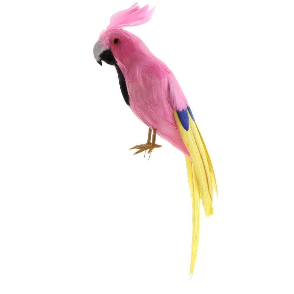 ＫＬＫＣＭＳ 30cm Decorative Feather Parrot Model Artificial Bird Statue Macaw Figurine Fancy Dress Props Ornament Hanging Decor #J