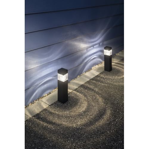 Galix Borne solaire en ABS 37cm, à planter ou poser, lumière blanche, design épuré, idéale pour allées