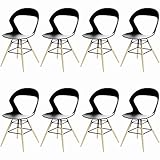 I LOVE FACE 8 sillas nórdicas Minimalistas de Comedor/Oficina, Patas de Madera Maciza de Haya, Silla de salón, Silla de Cocina, adecuadas para salón, Comedor, Sala de reuniones (Negro)