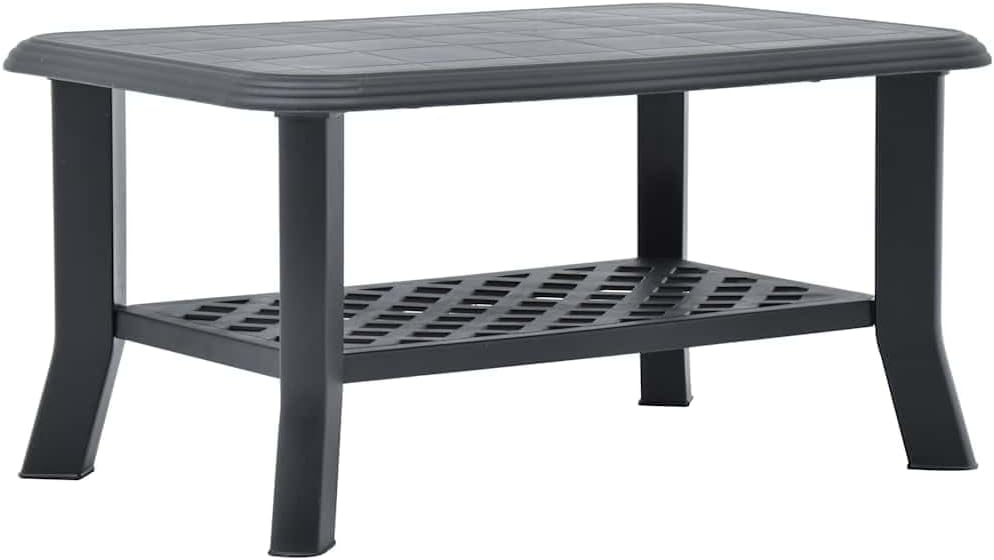 Anthracite Plastic Coffee Table 35.4 x 23.6 x 18.1 Inches Durable Modern Outdoor Furniture with Ample Storage and Matte Finish for Patio Garden Balcony