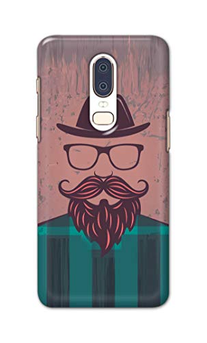 Image of PRINTFIDAA Man Icon with Beard Shirt Hipster Printed Designer Hard Case for OnePlus 6 Back Cover -(e) RPM1001