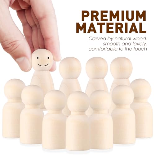 Stobok W20219M53JVD Christmas Doll 40Pcs Wooden Peg Dolls Unfinished Peg People Unpainted Wood Figures Decorative thumb #4