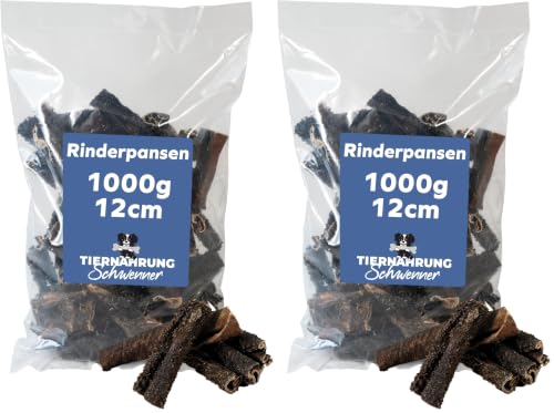 Tiernahrung Schwenner Rinderpansen für Hunde getrocknet – Dog Snacks - gesunde Kaustangen für die Hunde 1000g 12cm (Packung mit 2) – Ansicht 1