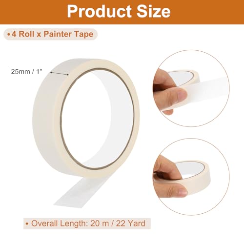 Image of PATIKIL Masking Tape 1 Inch Wide, 4 Roll 22 Yard Painters Tape Bulk No Residue Craft Tape for Wall Painting Labeling Car Painting Home DIY Flower Crafts Decoration, Beige