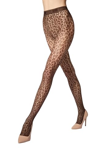 Wolford Leo Lace Tights for Women Sheer Mat Finish Hosiery with Elastic Waistband Animal Print Pantyhose Sustainable Dye2