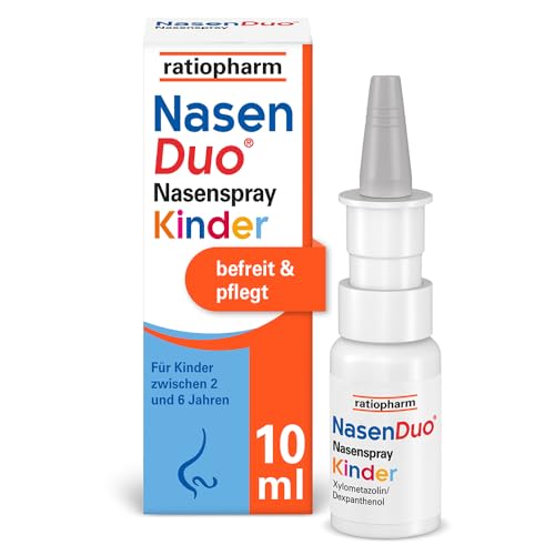 NasenDuo Nasenspray Kinder von ratiopharm. Stark zum Schnupfen sanft zur Kindernase. Abschwellendes Nasenspray mit 2-fach-Wirkung: Befreit die Nase und fördert die Wundheilung 10 ml Nasenspray