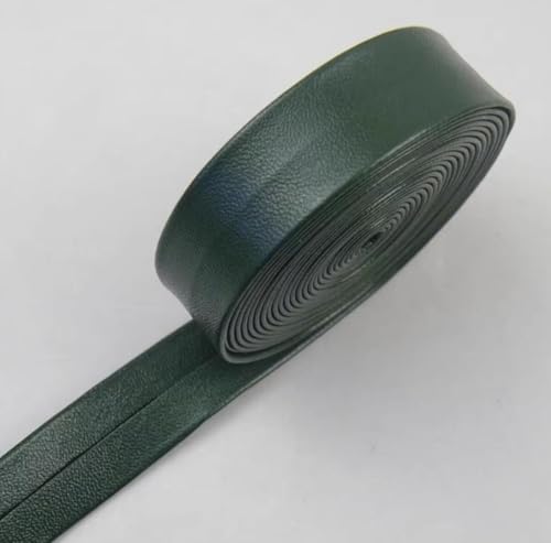 YJIUYUANQ (Dark Green) 5.5 Yards Fold PU Faux Leather Cord Flat Leather Cord for DIY Sewing Bracelet Jewelry Beading String Ribbon Craft 15mm Wide