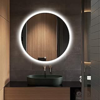 S·BAGNO 600mm Diameter Modern Round Illuminated LED Bathroom Mirror, with Built-in Bluetooth Speaker, Dimming Function, Demister pad and Touch Sensor Switch