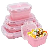 Yagote 4 Pcs Silicone Collapsible Food Storage Containers with Lids Silicone Lunch Box Bento Box BPA