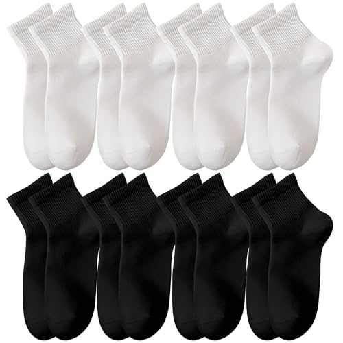Image of Womens Crew Ankle Socks 8 Pairs Thin Cotton Athletic Casual Socks for Women Gym Running Sports