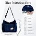 Imagen de Ausing Bolso Vaquero Mujer Bandolera Grande de Mezclilla con Cremallera Bolsillos Múltiples Tote Casual para Playa Trabajo Viaje Azul