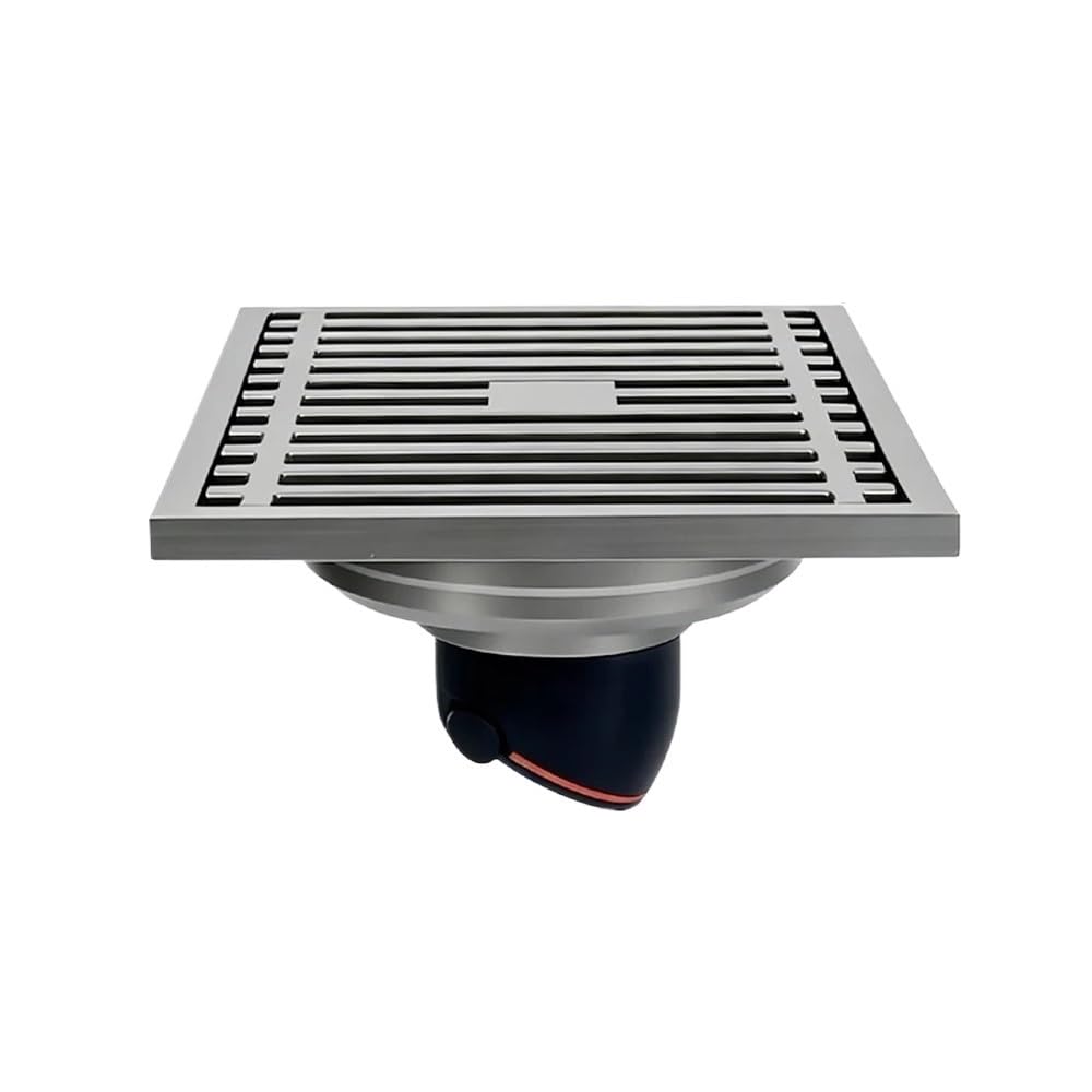 Sunrrafck Nickel Wire Drawing 1Pc Stainless Steel Square Floor Drain 10X10cm Grated Shower Waste Drainer High Flow Anti-Odor Hair Strainer For Bathroom Kitchen(Nickel Wire Drawing)