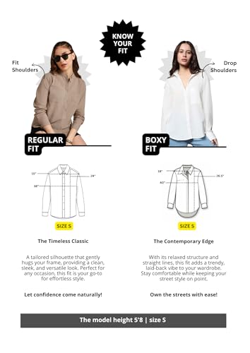 Image of High Star Women's Classic Oversized Spread Collar Long Sleeves Cotton Casual Shirt